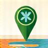 Map pin icon on a city map, representing local meetups.