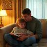 Parent and child sharing a peaceful moment, symbolizing mindful parenting.